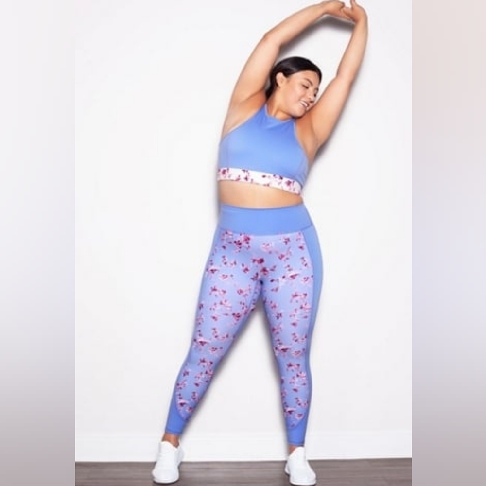 Fabletics Blue Floral Leggings Size 3X Mew Year New You - Picture 10 of 16